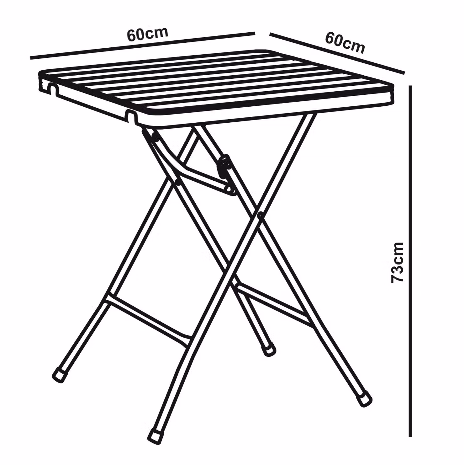 EONLION Black Rattan Wood Look Square Folding Table for Garden and Patio, W: 60 cm, D: 60 cm, H: 73 cm – 2