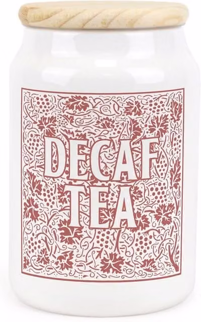 Purely Home Red Oak Leaves and Berries Ceramic Decaf Tea Storage Canister in Red and White