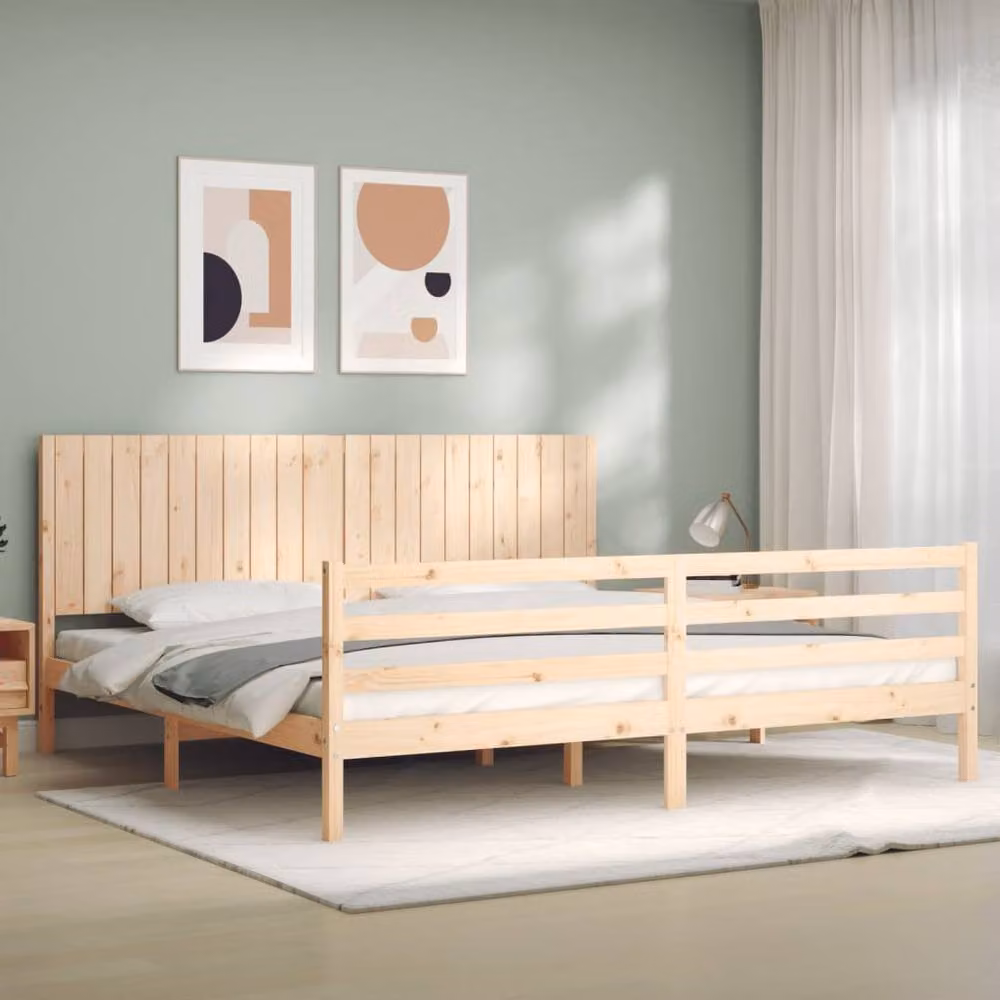 Berkfield Home Solid Pine Wood Bed Frame in Natural Sand, 200 x 200 cm – 2