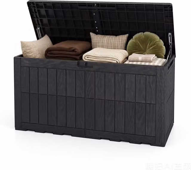 Costway Modern Matt Black Outdoor Deck Box