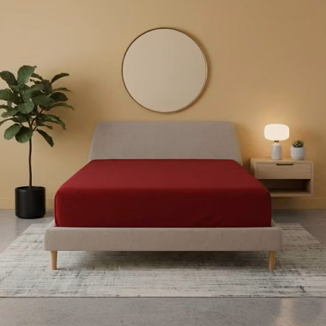 Snug City Red Flannelette Fitted Sheet in Soft Brushed Cotton, W/D/H: 90 x 200 cm – 1