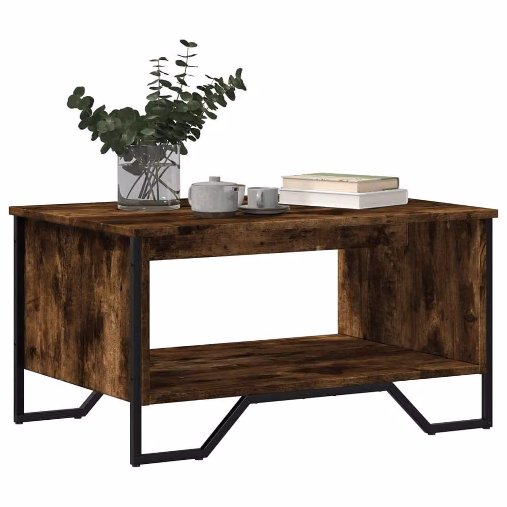Berkfield Home Smoked Oak Coffee Table in Brown, W/D/H: 75 x 51 x 40 cm – 3