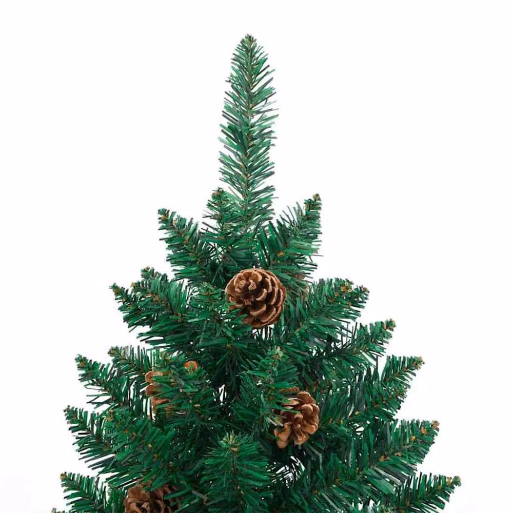 Berkfield Home Slim Green Christmas Tree, Height: 210 cm, PVC and Solid Pine Wood – 2