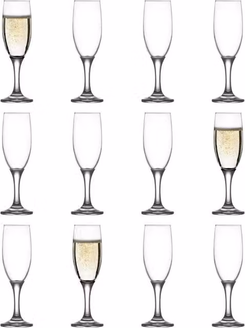 LAV TR Transparent Champagne Flutes, 190ml, Pack of 12
