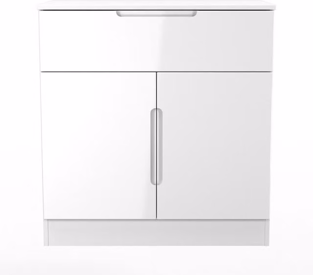 2 U Lucca Ready Assembled Modern Glossy White 1 Drawer 2 Door Sideboard