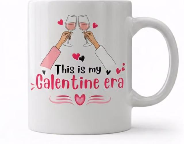 Dyzi This Is My Galentine Era Printed Ceramic Mug in White