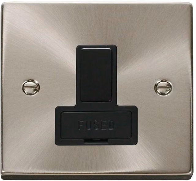 SE Home 13A Switched Fused Connection Unit in Satin Brushed Chrome and Metallic Silver