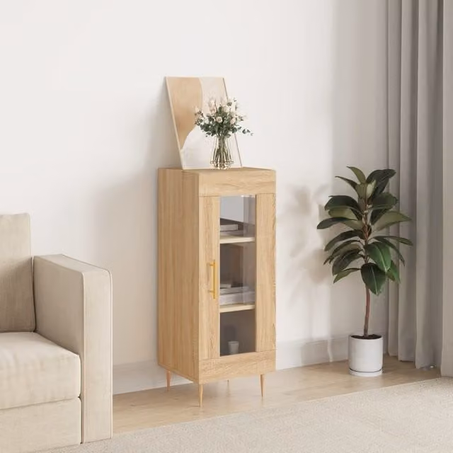Berkfield Home Sonoma Oak Sideboard in Brown, W/D/H: 34.5 x 34.5 x 90 cm
