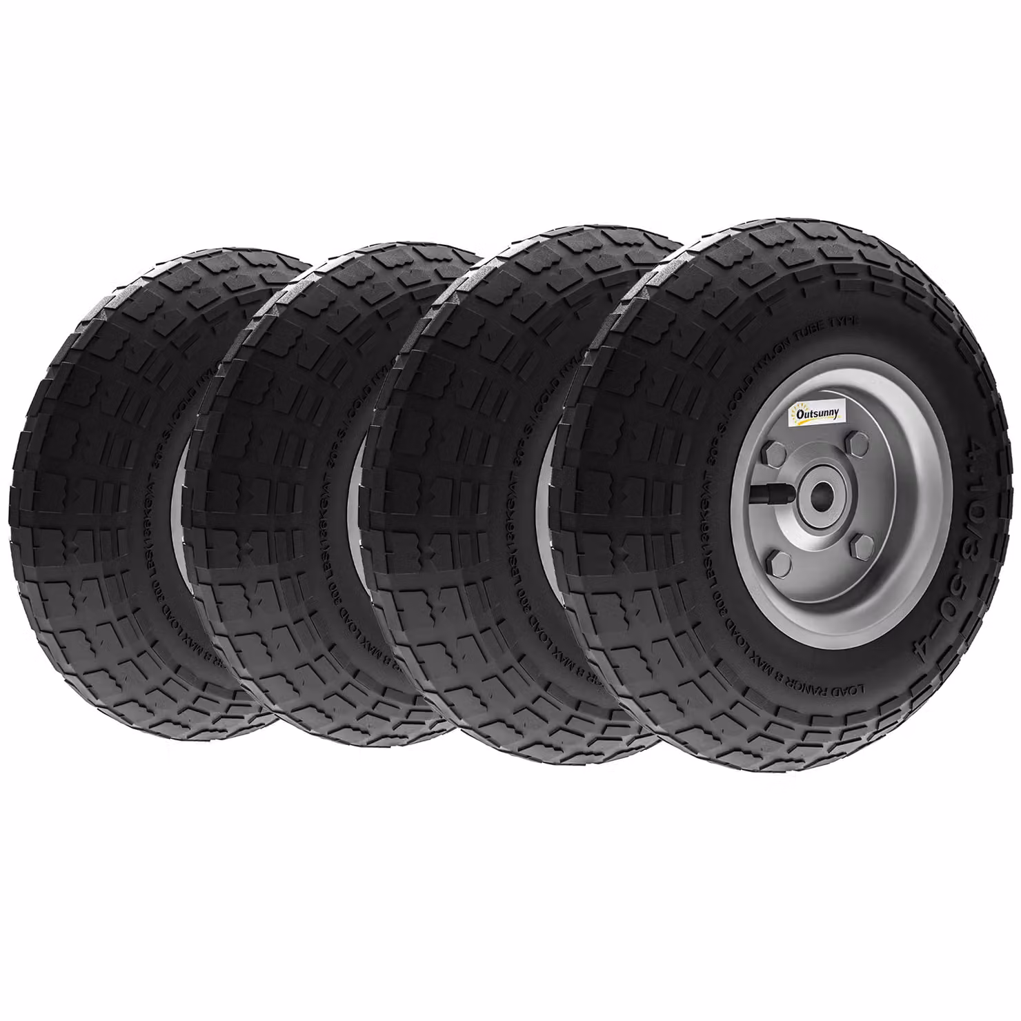 OUTSUNNY Set of Four 10 inch Pneumatic Wheels for Barn and Garden Carts, Black – 1