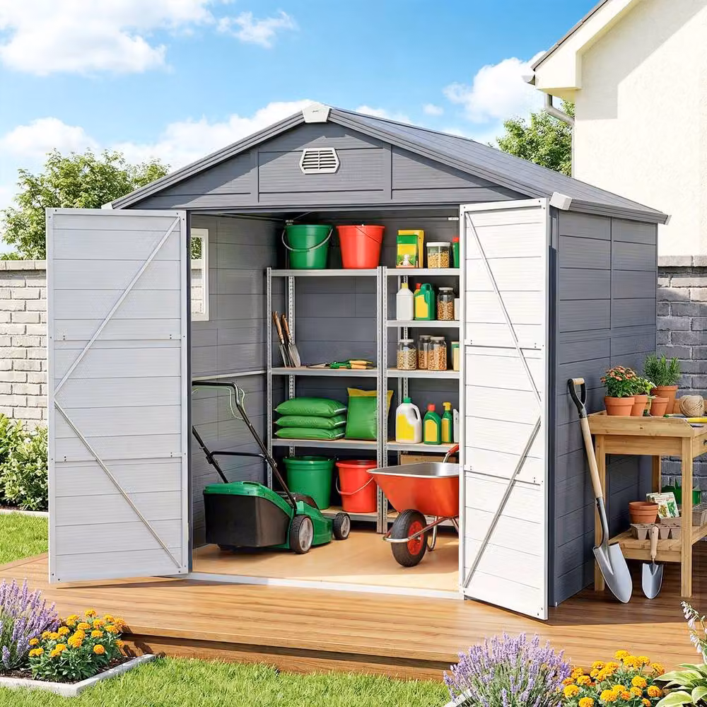 Rolipo Grey Plastic Garden Shed with Aluminium Frame – 4