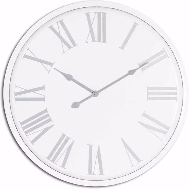 Lemon Pavilion Furniture and Decor Flemings Modern Metal Wall Clock, White, W: 49 cm, H: 49 cm, D: 4 cm