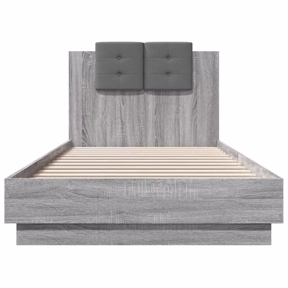 Berkfield Home Durable Grey Fabric Bed Frame with Under-Bed LED Lighting, W/D/H: 200 x 100 x 84 cm – 4