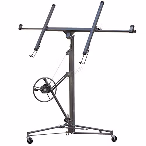 Switzer 15ft Heavy Duty Drywall Hoist and Plasterboard Lifter with Manual Hand Winch, Grey