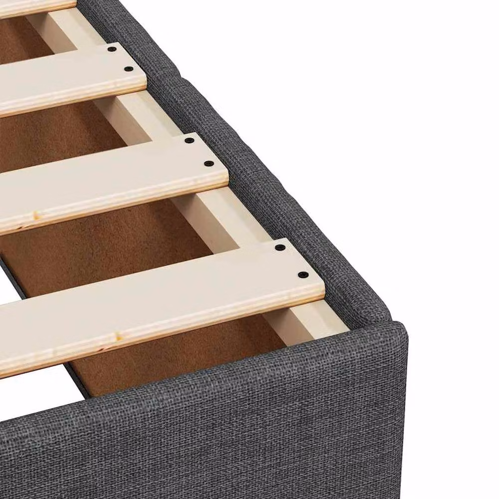 Berkfield Home Upholstered Fabric Double Bed Frame in Dark Grey, W: 140 cm, L: 200 cm – 4