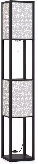 VOGREX Black 2-Light Modern Floor Lamp with Cutout Pattern Lampshades – 1
