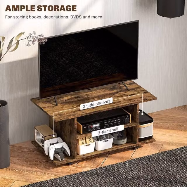 Kelvenix Brown 3 Tier Mobile Storage Shelves