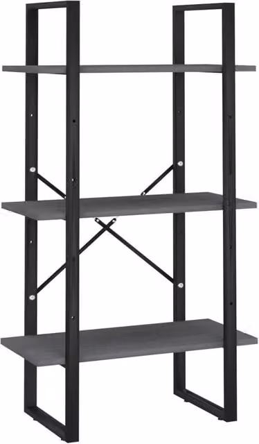 Berkfield Home Grey Solid Pine Wood and Metal Freestanding Storage Shelf, W/D/H: 60 x 30 x 105 cm