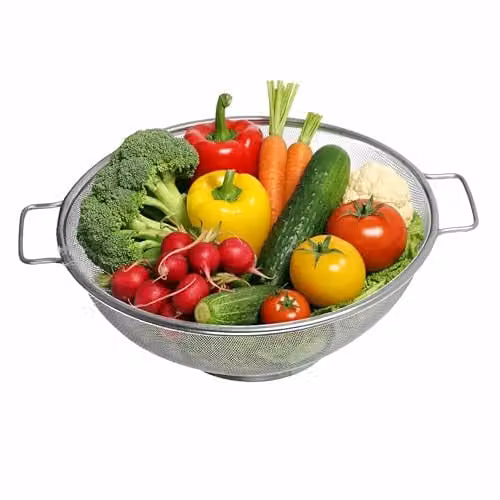 Orsina Round Stainless Steel Fine Mesh Sieve with Dual Handles in Silver – 1