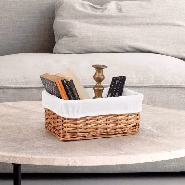 EONLION Brown Rattan Open Weave Small Storage Basket, Width: 50 cm – 1