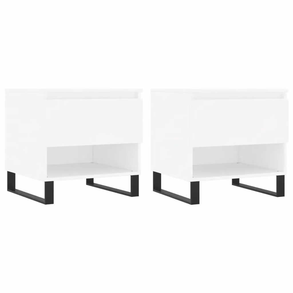 Berkfield Home Set of 2 Modern White Coffee Tables in Engineered Wood, W/D/H: 50 x 46 x 50 cm – 2