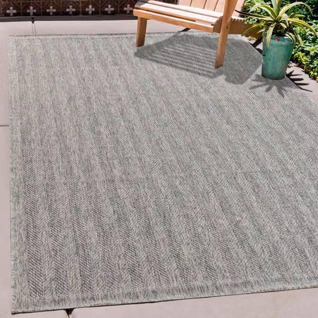 Desire Rugs Modern Herringbone Machine Woven Indoor-Outdoor Rug, Grey, W: 120 cm, L: 170 cm