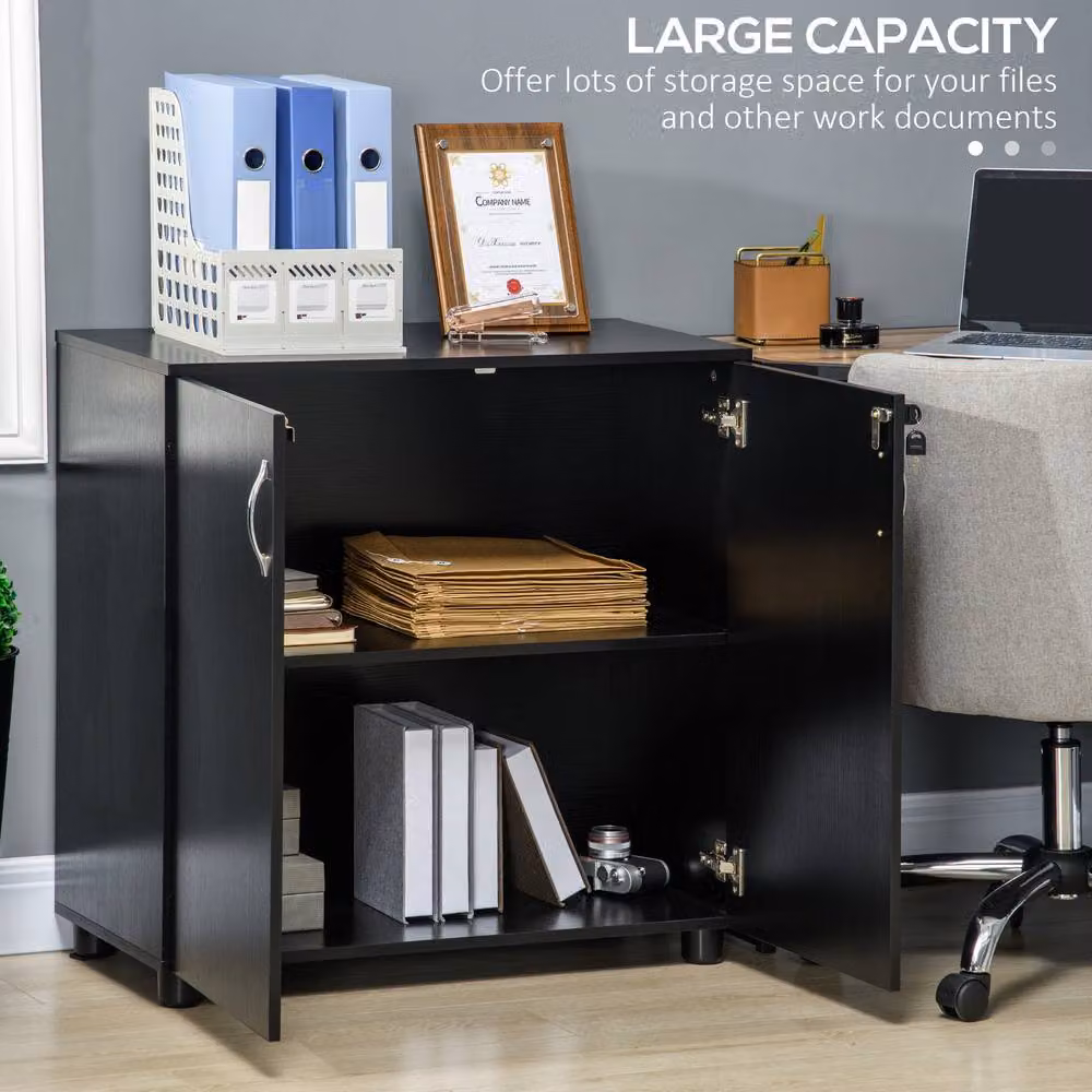STILVORA Modern Black Matt Storage Cabinet with Lockable Hinged Doors and Internal Shelves – 5