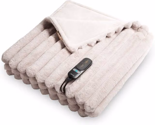Duux Yentl Electric Heated Faux Fur Overblanket in Grey