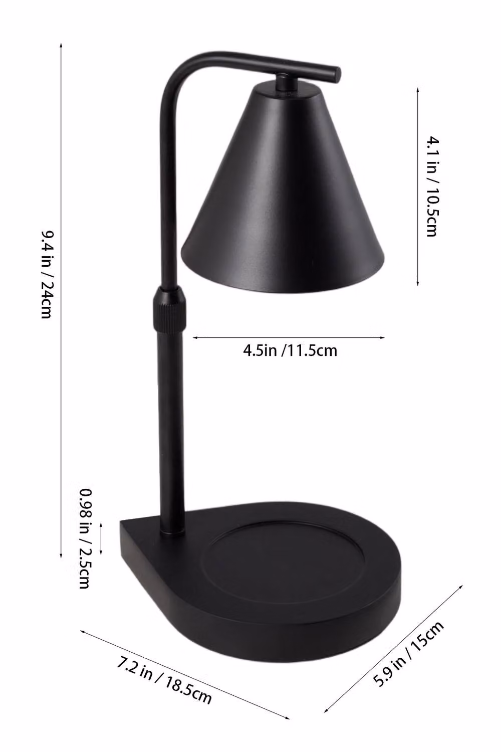 Living and Home Height Adjustable Candle Warmer Lamp with Timer and Dimmer in Black – 2