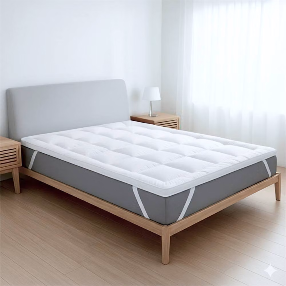 The White Stone Microfibre Mattress Topper with 800g Wadding Filling and Breathable Cover in White, W/D/H: 140 x 200 cm – 2