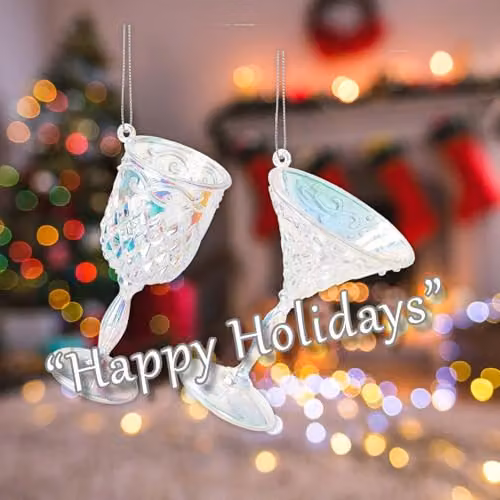 VFM e-Store Wine Martini Christmas Tree Hanging Glass Ornaments, Multicolour, Diameter: 10.5 cm – 4