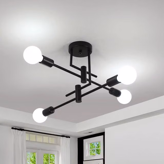 Goeco Vintage Industrial Metal Ceiling Light in Black and Gold/Brass for Bedroom, Kitchen or Hallway – 1
