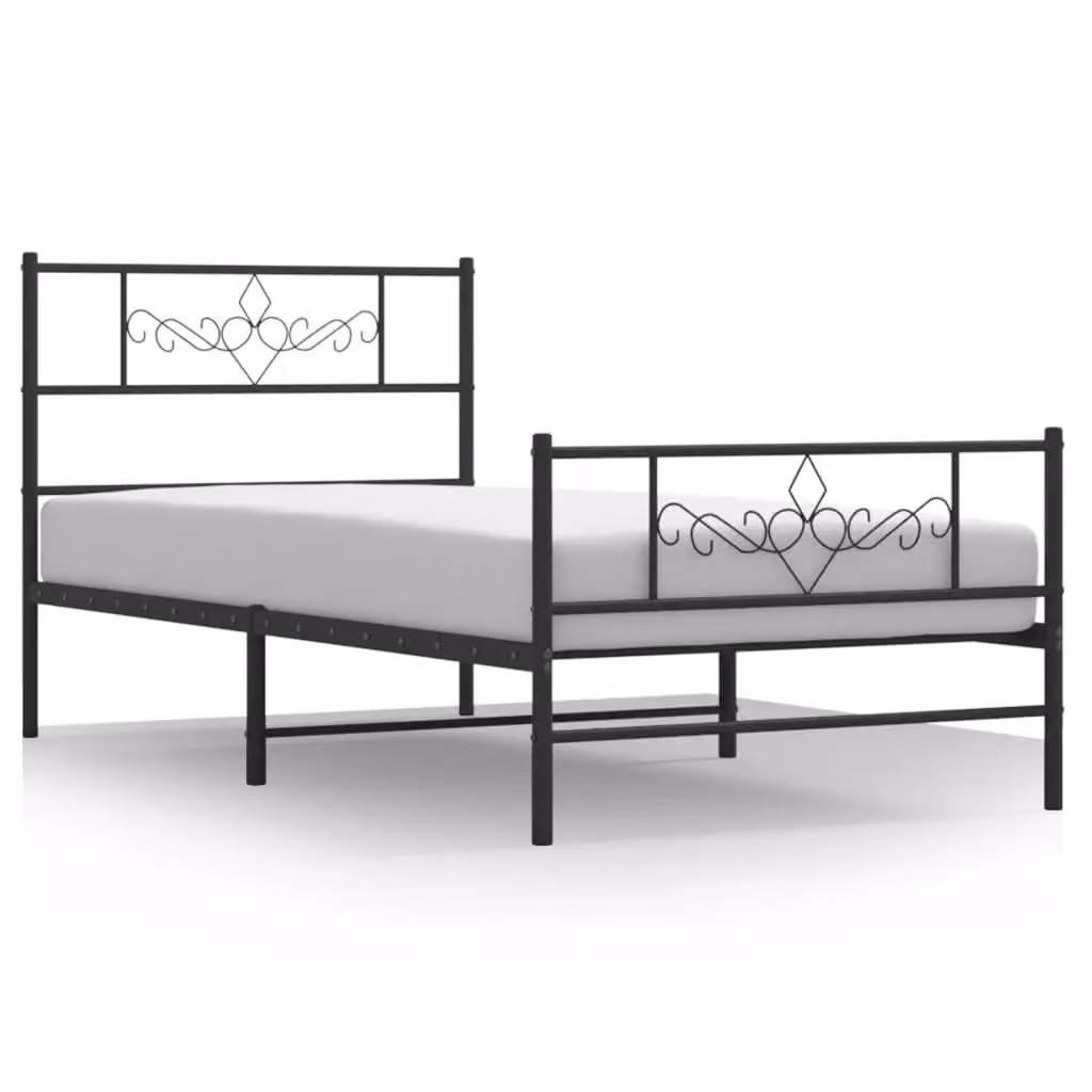 Berkfield Home Metal Bed Frame with Headboard and Footboard in Black, W/D/H: 80 x 200 cm – 2