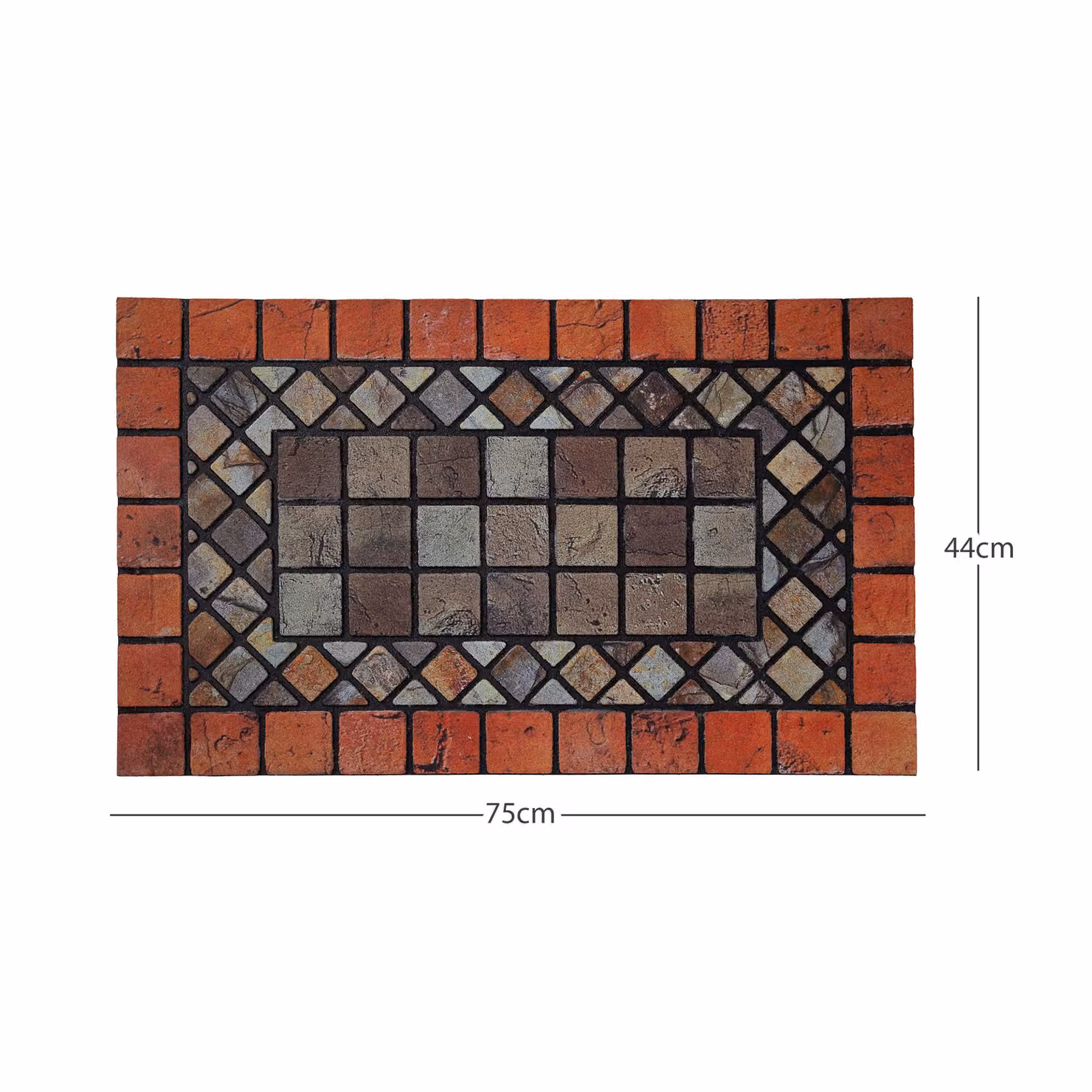 Nicoman Eco-Friendly Elegant Tile Mat Barrier Doormat, Multicolour with Red Border, W/D/H: 75 x 25 x 1 cm – 2