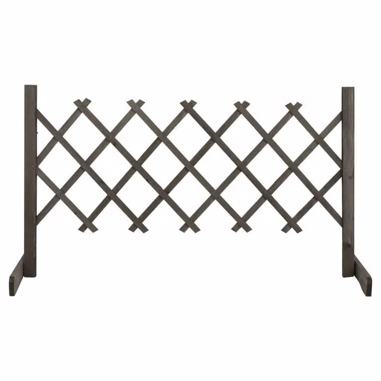Berkfield Home Grey Wood Garden Trellis Fence, W: 120 cm, H: 60 cm