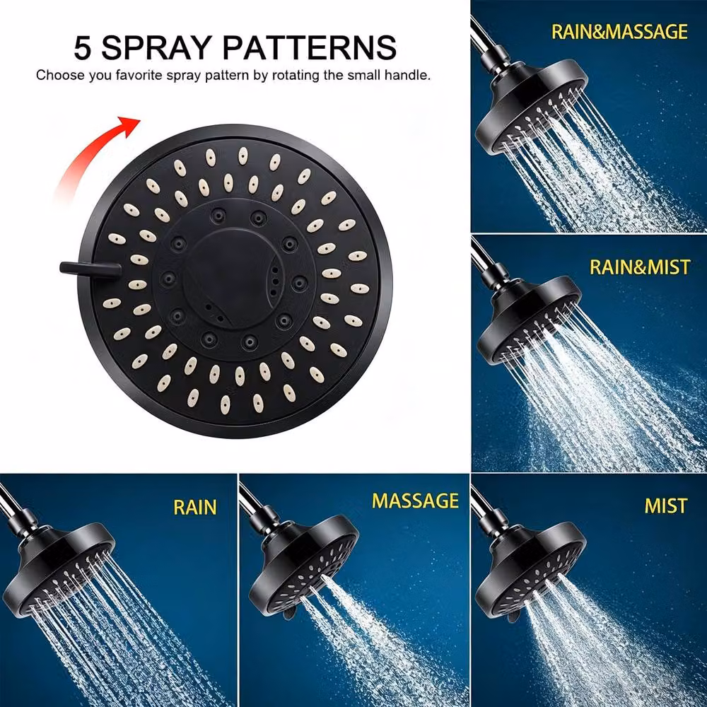 INMTFEI Matt Black Filtered Shower Head Combo with Multi-Stage Hard Water Filter and Handheld Spray in Rain, Massage and Mist Modes – 4