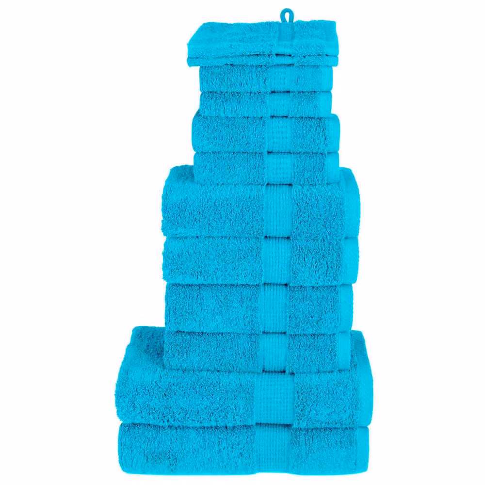 Berkfield Home SOLUND 12 Piece Premium Cotton Terry Towel Set in Turquoise, 600 gsm – 2