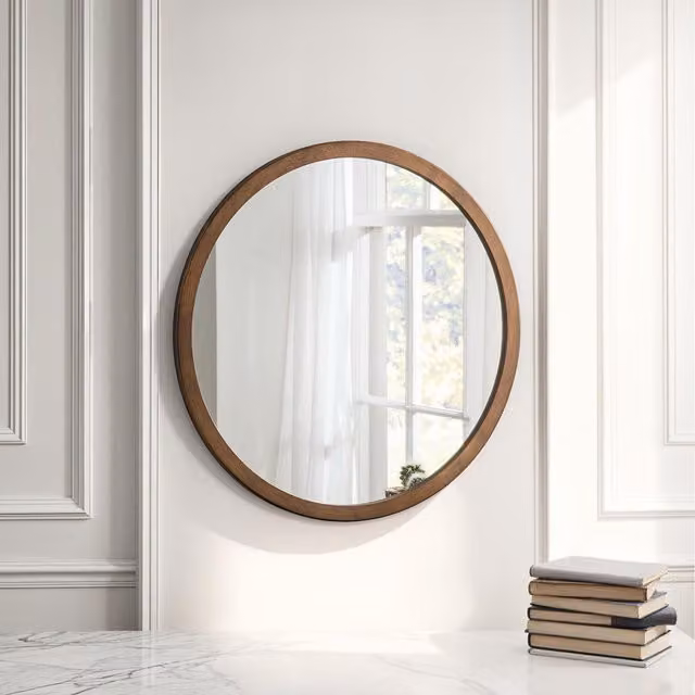 Yearn Modern Round Wall Mirror in Bronze, Diameter: 110 cm