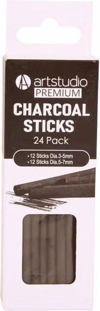 Art Studio Premium Black Charcoal Chalk, Pack of 24