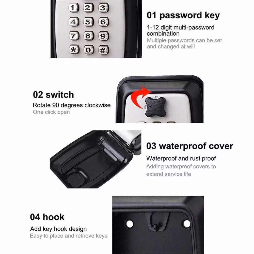 Nordara Combination Key Safe, Wall Mounted, Black and Multicolour – 3
