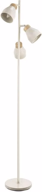 Happy Homewares Scandinavian Triple Spot Floor Lamp in Grey with Wood Trim, H 169 cm x W 41 cm x D 41 cm