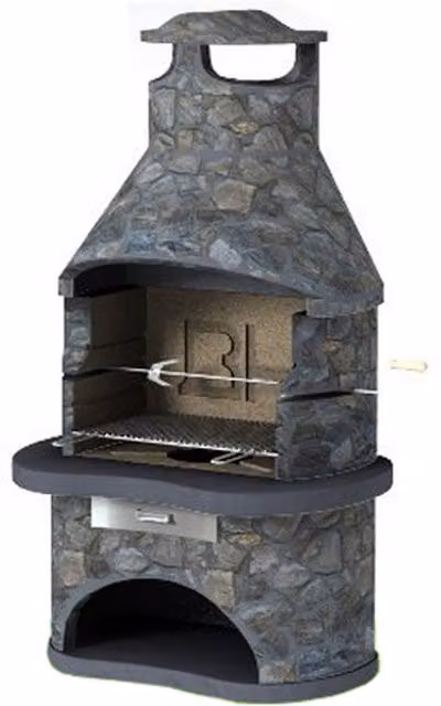 Callow Tampere Dark Masonry BBQ in Grey and Charcoal with Enamelled Steel and Stone Finish