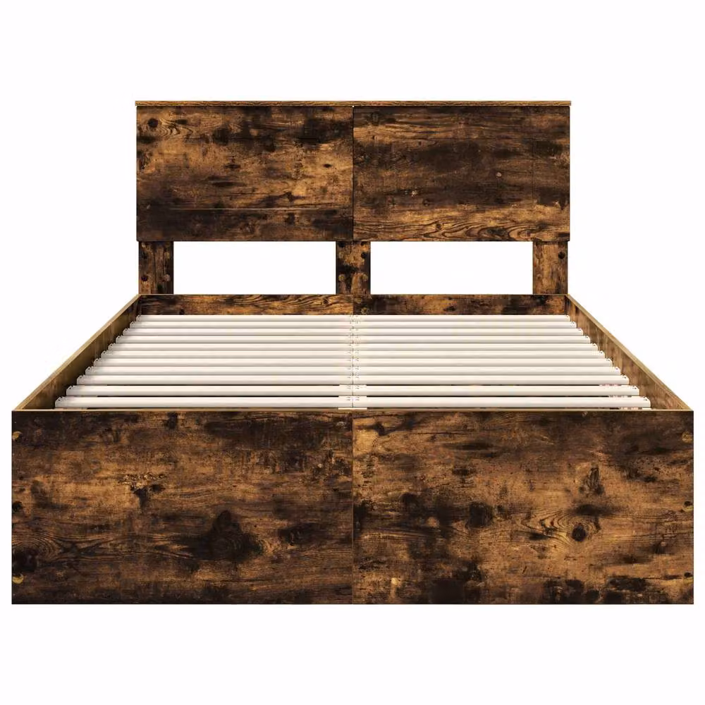 Berkfield Home Smoked Oak Bed Frame, Brown Engineered Wood, W: 120 cm, L: 190 cm – 3