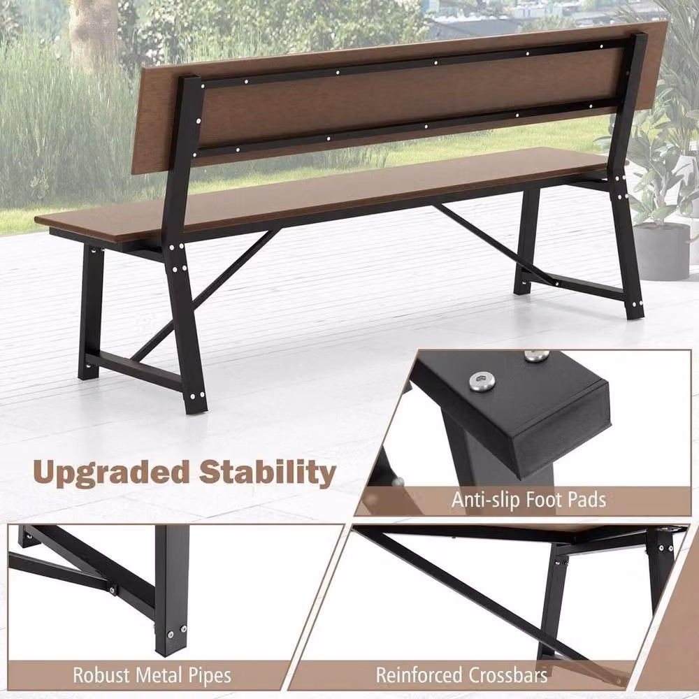 SPETLEK 183cm Outdoor Garden Bench for 4 Adults in Brown – 6