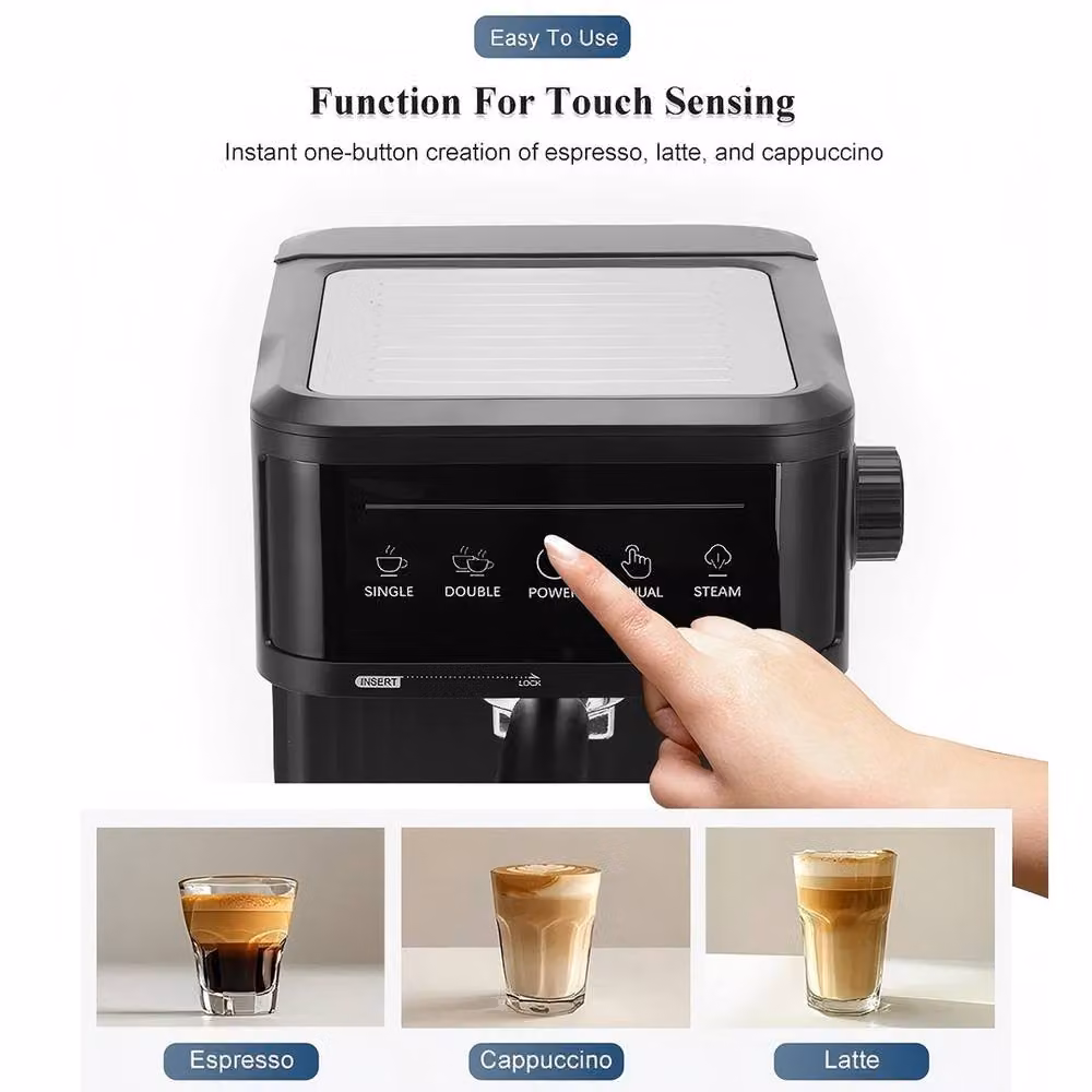 Ventryn Black Espresso Coffee Machine with Removable Tank and Stainless Steel Finish – 5