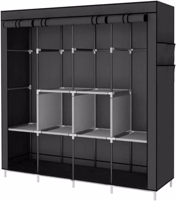 Kelvenix Large Capacity Clothes Storage Organiser Rail in Black – 1
