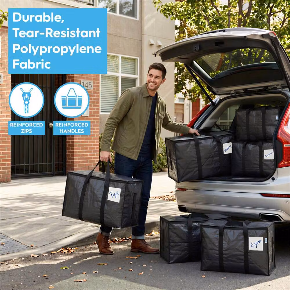 Harbour Housewares Large Heavy Duty Moving Bags, 90L, Pack of 6, Black – 3