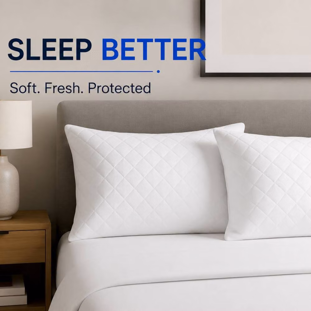 Pamposh Pack of 6 White Microfibre Zipped Pillow Protectors for Standard Pillows – 2