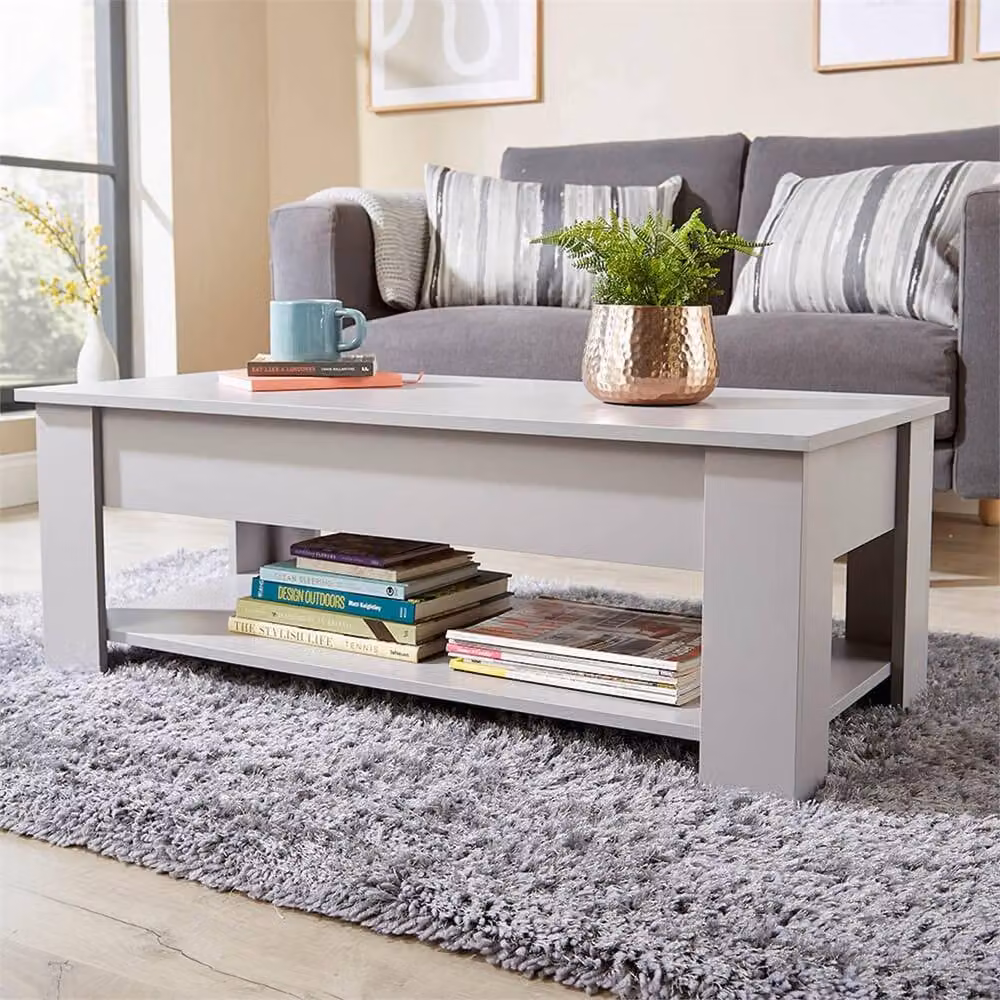 Nordara Grey Lift Up Coffee Table with Storage Shelf, W/D/H: 100 x 100 x 100 cm – 3