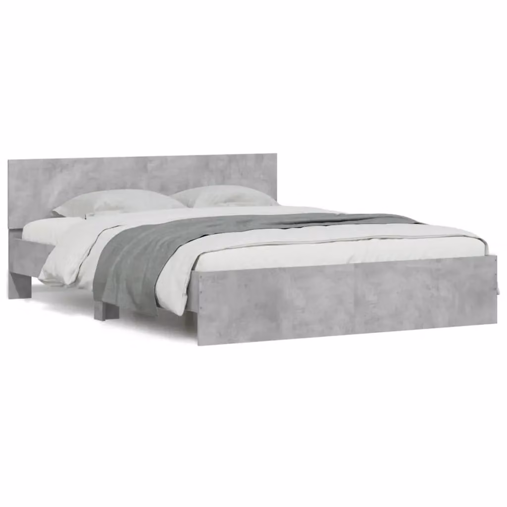 Berkfield Home Modern Bed Frame with Headboard in Grey, W/D/H: 140 x 190 cm – 2