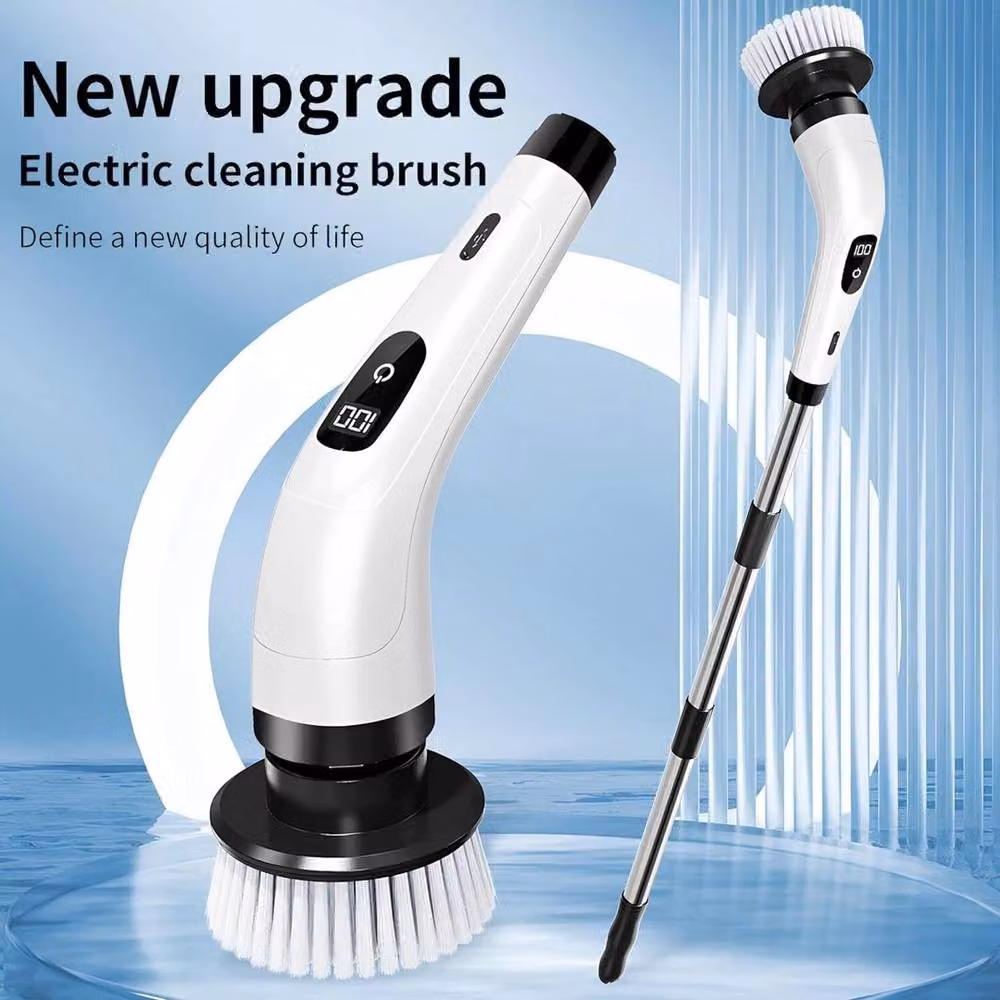 KORVIXA Cordless Electric Spin Scrubber with Long Handle in White and Multicolour, H 100 x W 15 x D 15 cm – 3